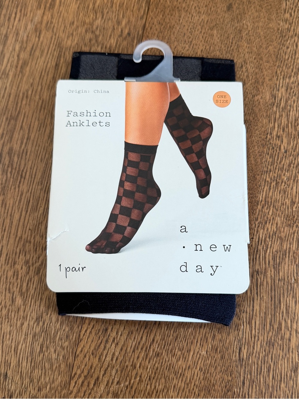 a new day Black Checkered Fashion Anklets - 1 Pair